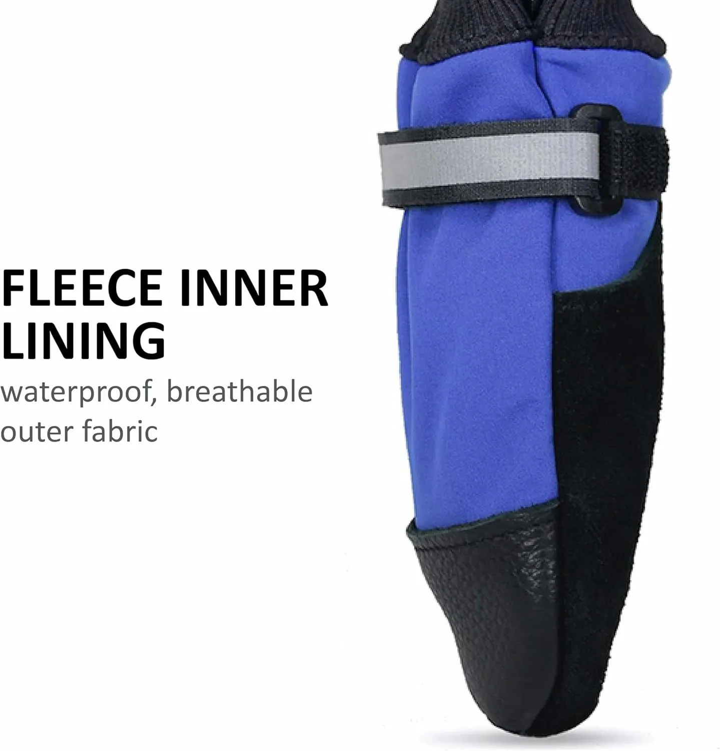 ,  Deluxe Waterproof Winter Dog Boots with Side Zipper Opening and Top Fastening Strap for Cold Weather - 4 Boots