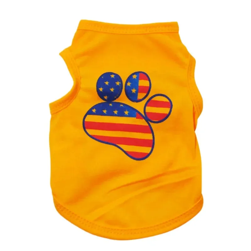 4th of July Pet T-Shirts Summer Puppy Costume Mummumi Small Pet Clothes Independence Day Patriotic Dog Shirt Soft Cotton