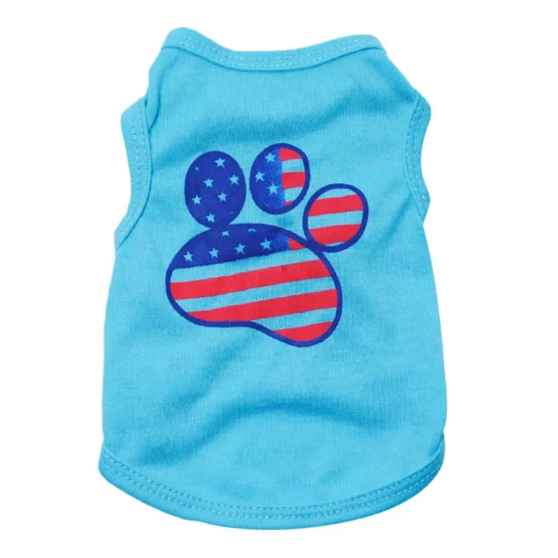4th of July Pet T-Shirts Summer Puppy Costume Mummumi Small Pet Clothes Independence Day Patriotic Dog Shirt Soft Cotton
