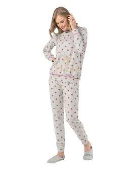 66643 Heather Grey and Red Star Print Cotton Pajamas