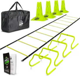 Agility Ladder Speed Training Equipment Includes 5 Speed Hurdles Agility Speed Ladder, Jump Rope, Cones, Soccer Training Equipment for Kids - Football Training Equipment
