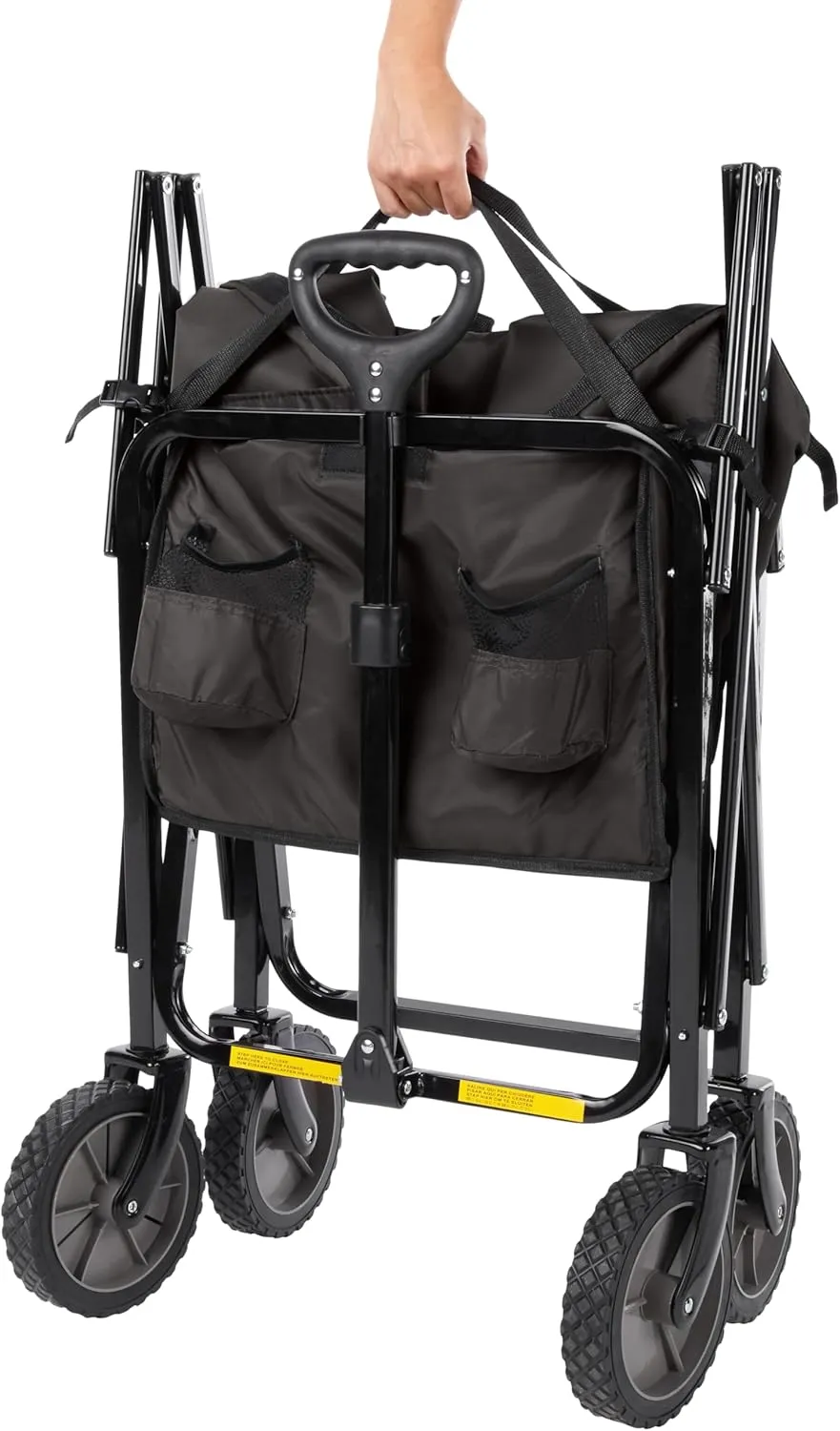 Amazon Basics Collapsible Folding Outdoor Utility Wagon for Sports, Garden, Camping, and Shopping, Heavy Duty, Large Capacity, Black