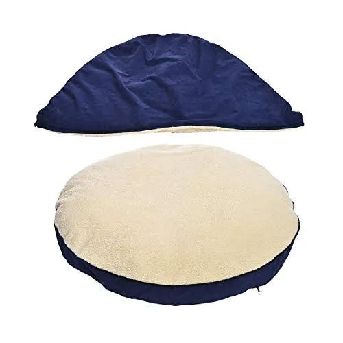 Amazon Basics Cozy Pet Cave Bed for Dog, Large 35 x 35 x 13 Inches, Blue