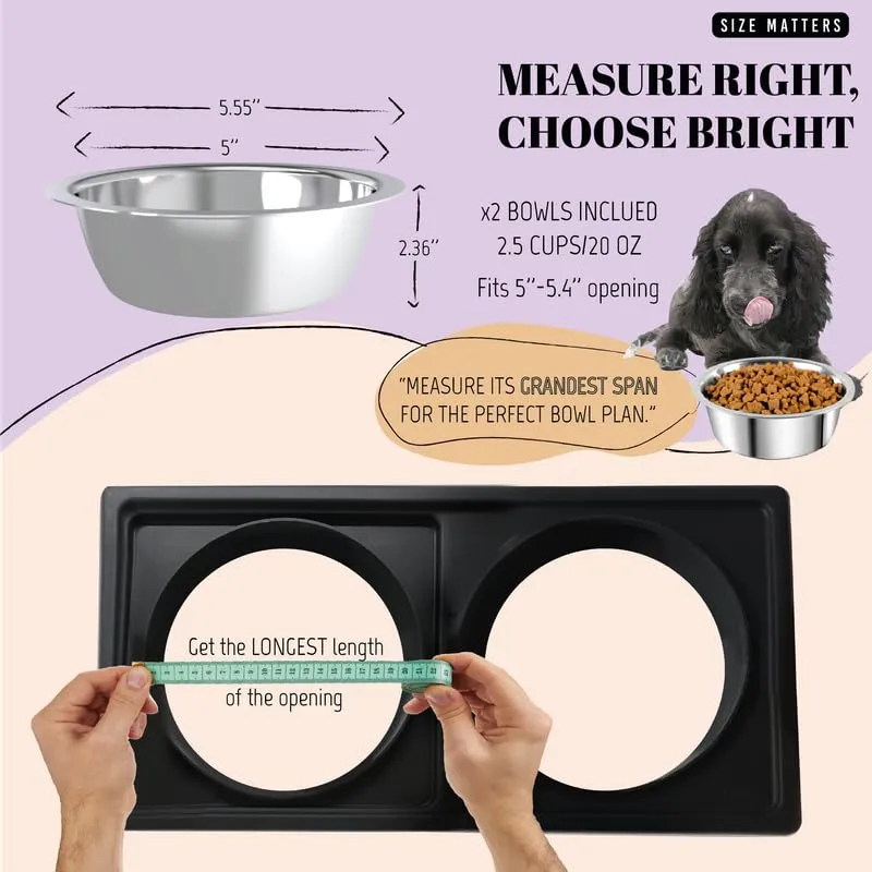 AVERYDAY 104 oz Stainless Steel Dog Bowls Set 2 Pack for Replacement Dog Bowl for Stand, 13 Cups Metal Dog Bowls with 5.24" Deep, Extra Large Dog Water Bowl for Raised Feeder with Opening 7.44-7.64"