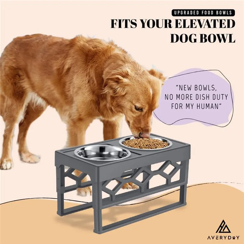 AVERYDAY 104 oz Stainless Steel Dog Bowls Set 2 Pack for Replacement Dog Bowl for Stand, 13 Cups Metal Dog Bowls with 5.24" Deep, Extra Large Dog Water Bowl for Raised Feeder with Opening 7.44-7.64"