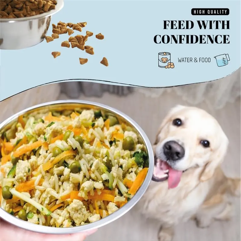 AVERYDAY 104 oz Stainless Steel Dog Bowls Set 2 Pack for Replacement Dog Bowl for Stand, 13 Cups Metal Dog Bowls with 5.24" Deep, Extra Large Dog Water Bowl for Raised Feeder with Opening 7.44-7.64"