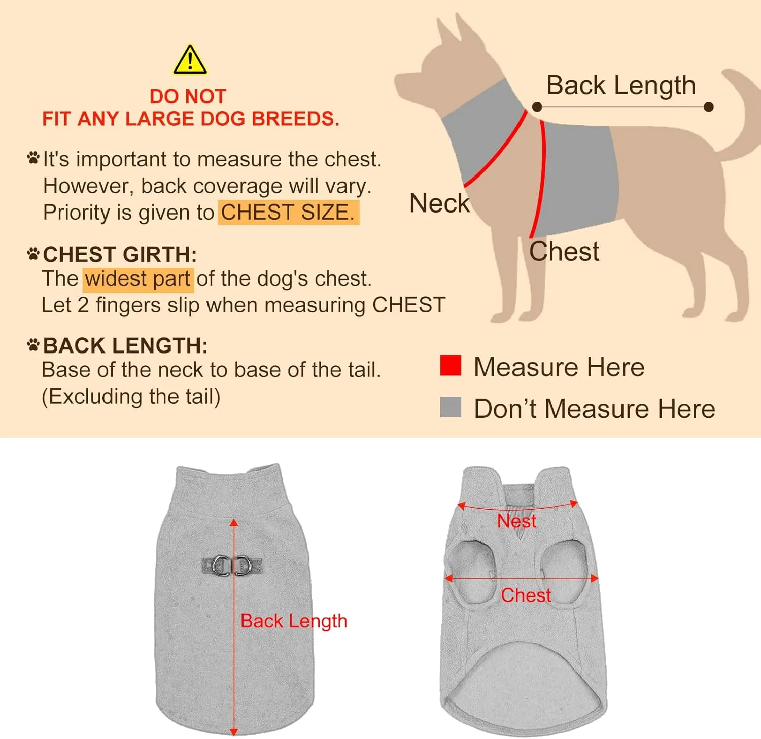 BEAUTYZOO Dog Fleece Vest Sweater Winter Jacket for Large Dogs with D-Ring Leash Cold Weather Coat Hoodie for L Dogs Boy or Girls