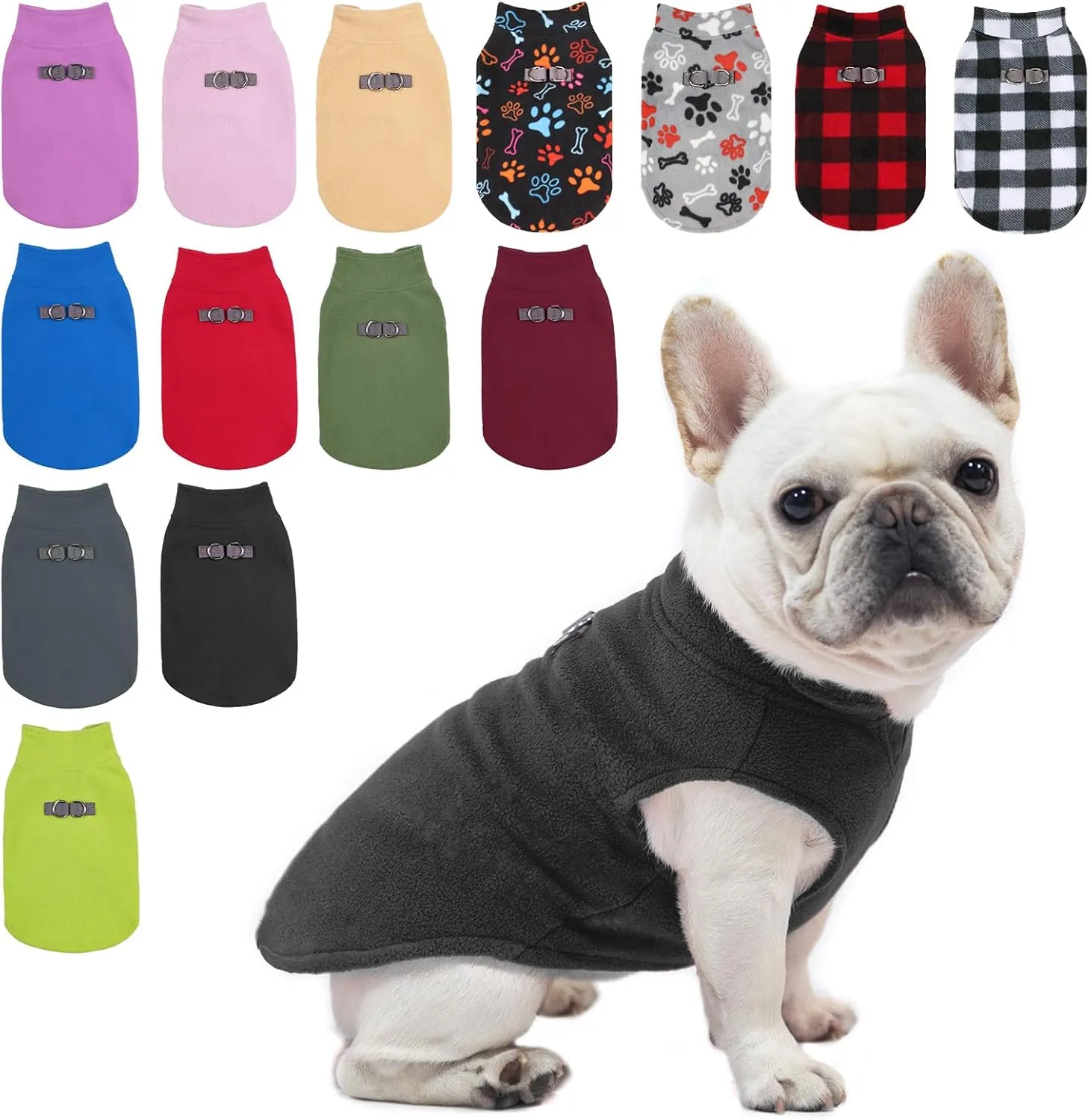 BEAUTYZOO Dog Fleece Vest Sweater Winter Jacket for Large Dogs with D-Ring Leash Cold Weather Coat Hoodie for L Dogs Boy or Girls