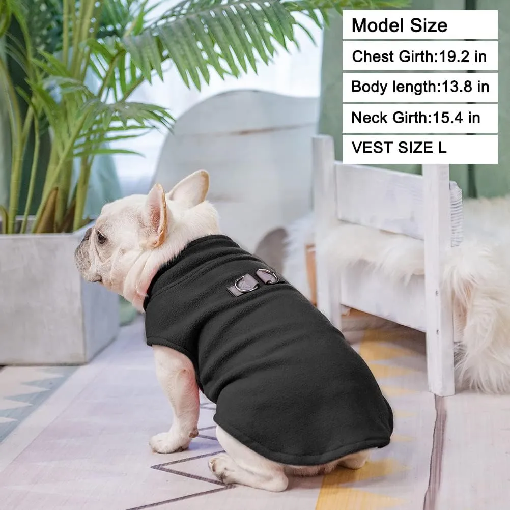 BEAUTYZOO Dog Fleece Vest Sweater Winter Jacket for Large Dogs with D-Ring Leash Cold Weather Coat Hoodie for L Dogs Boy or Girls