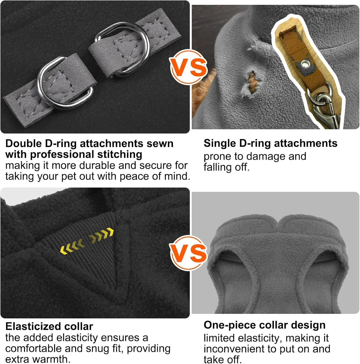 BEAUTYZOO Dog Fleece Vest Sweater Winter Jacket for Large Dogs with D-Ring Leash Cold Weather Coat Hoodie for L Dogs Boy or Girls