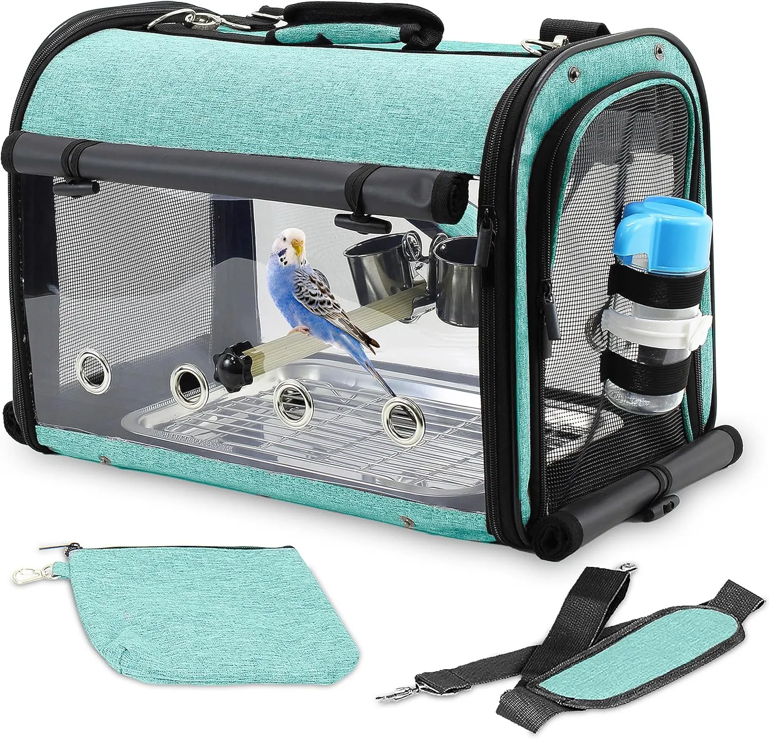 Bird Carrier Bag Bird Travel Cage with Stand, Lightweight Backpack for Parrot, Portable Bird Travel Bag, Pet Transparent Breathable Travel Cage