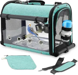 Bird Carrier Bag Bird Travel Cage with Stand, Lightweight Backpack for Parrot, Portable Bird Travel Bag, Pet Transparent Breathable Travel Cage