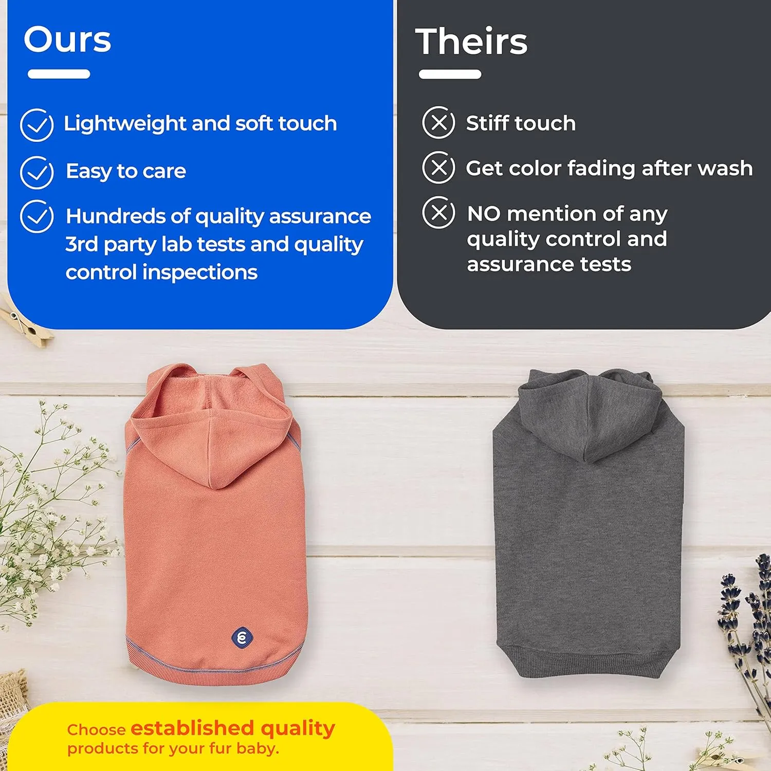 Blueberry Pet Essentials 2023 New Soft & Comfy Better Basic Cotton Blend Dog Hoodie Sweatshirt in Coral, Back Length 20", Pack of 1 Jacket for Dogs
