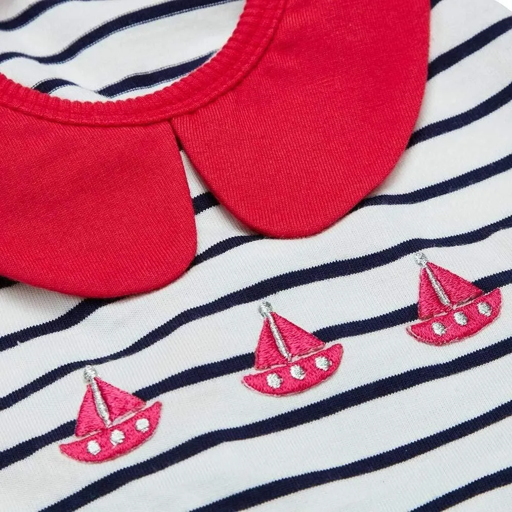 Blueberry Pet Soft & Comfy Summer Vacation Beach Cotton Dog T-Shirts, Cerise Red, 2 Pack, Sailor Suit Shirts Tank Top Clothes, Back Length 18"