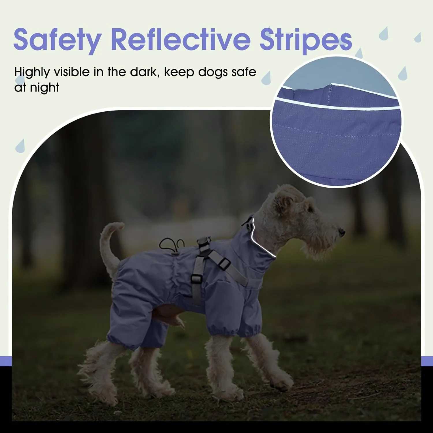 BRKURLEG Dog Raincoat for Small Dogs, Small Dog Rain Jacket with Harness Built in, Waterproof 4 Legs Puppy Raincoats, Puppy Outdoor Jacket with Reflective Strip, Purple, M