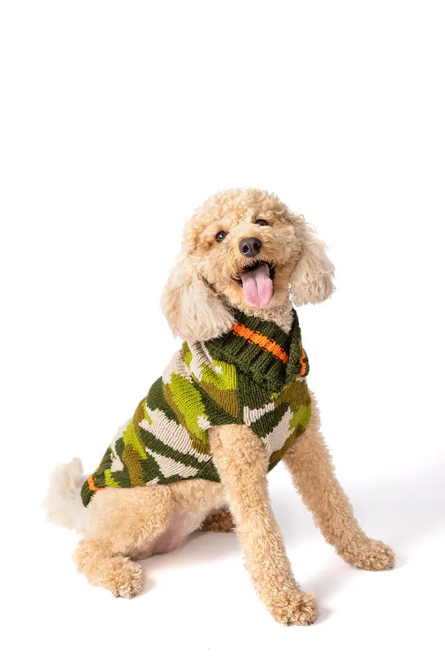 Camoflauge Hand Knit Wool Dog Sweater by Chilly Dog