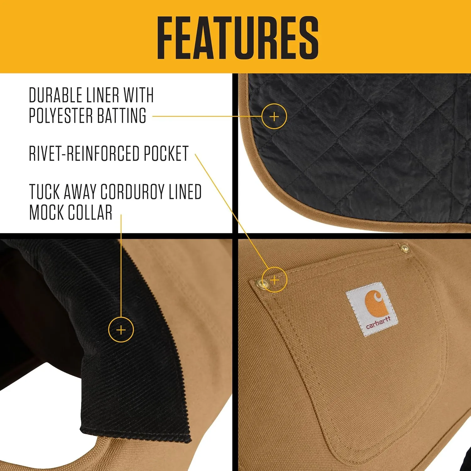 Carhartt Firm Duck Insulated Dog Chore Coat, Durable Weather Resistant Jacket for Cold and Windy Conditions, PFAS Free (Hunter Orange), Medium