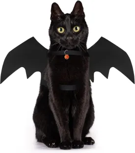 Cat Halloween Costumes, Cat Costumes, Small Dog alloween Costumes - Bat Wing with Pumpkin Bell for Pet Halloween Cosplay Party Dress Up Accessories