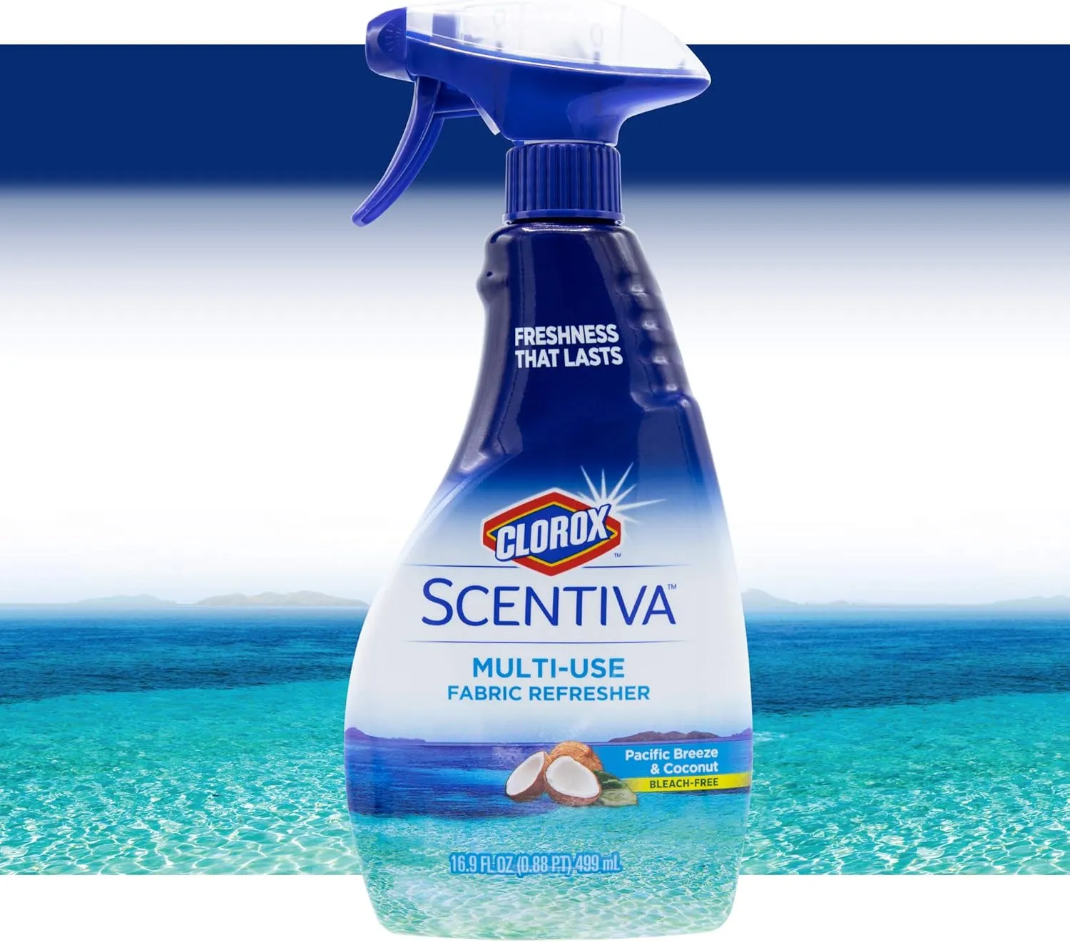 Clorox Scentiva Multi-Use Fabric Refresher Spray | Fabric Freshener for Closets, Upholstery, Curtains, and Carpets | Pacific Breeze & Coconut | 16.9 Ounces