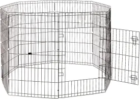 COOVA Foldable Octagonal Metal Dog Pen, Dog Exercise and Playpen, 24 Inches Wide x 42 Inches High, 8 Panels, Black