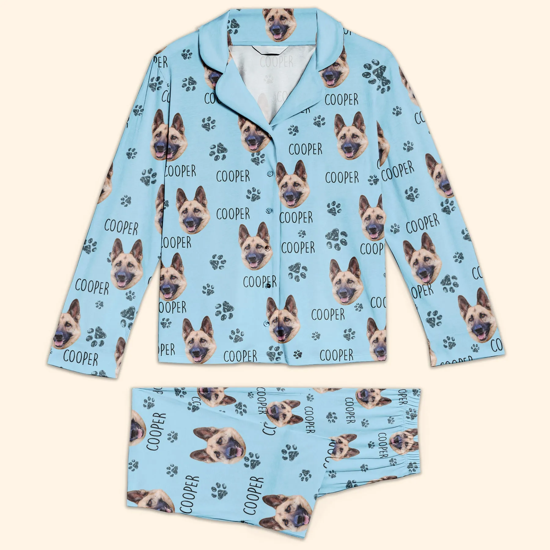 Custom Dog Face And Dog Name - Personalized Photo Women's Pajamas Set