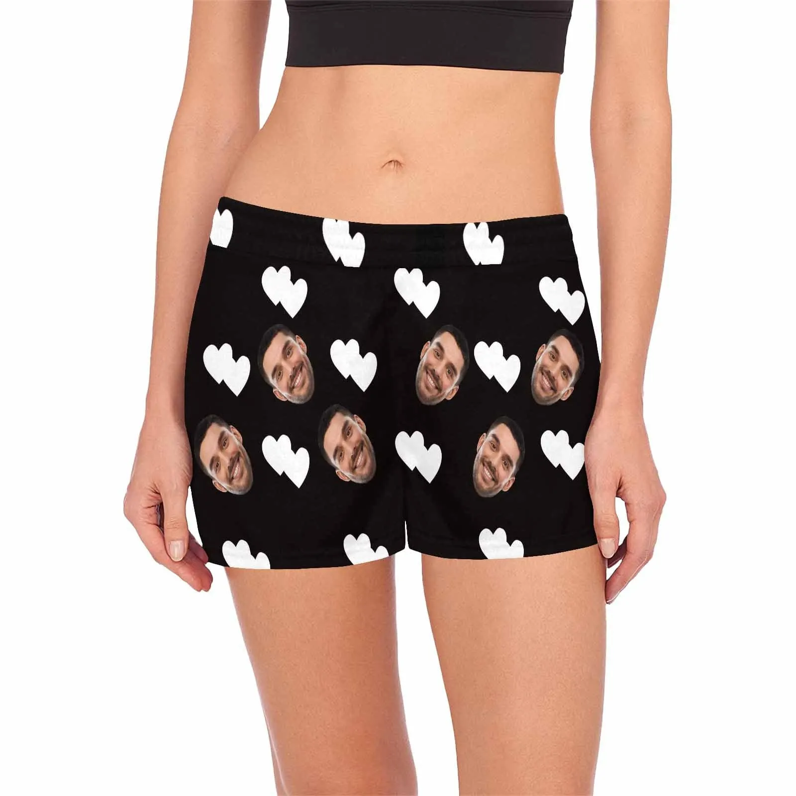 Custom Face Women's Pajama Shorts Multiple Colors Love Personalized Sleepwear Shorts