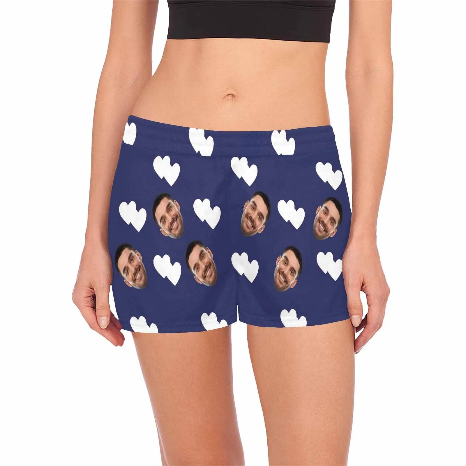 Custom Face Women's Pajama Shorts Multiple Colors Love Personalized Sleepwear Shorts