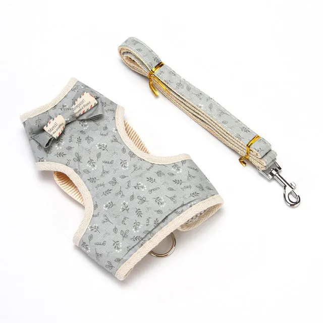 Cute Bowknot Adjustable Control Dog Vest Leashes