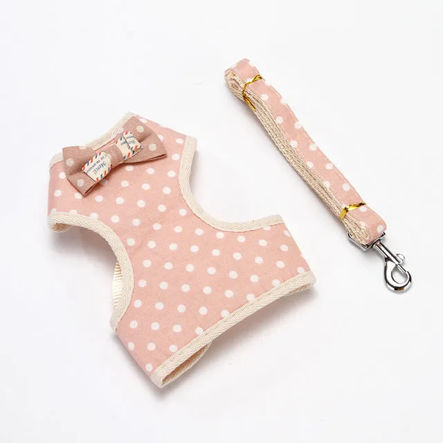Cute Bowknot Adjustable Control Dog Vest Leashes
