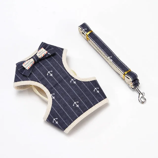 Cute Bowknot Adjustable Control Dog Vest Leashes