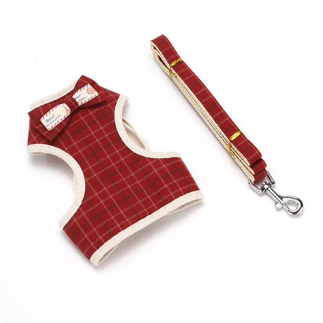 Cute Bowknot Adjustable Control Dog Vest Leashes
