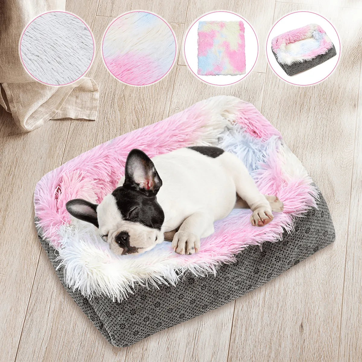 Dog Cat Long Plush Puppy Cushion Mat Soft Pet Bed Winter Warm Sleeping Bed for Dogs Kennel Portable Cat Supplies