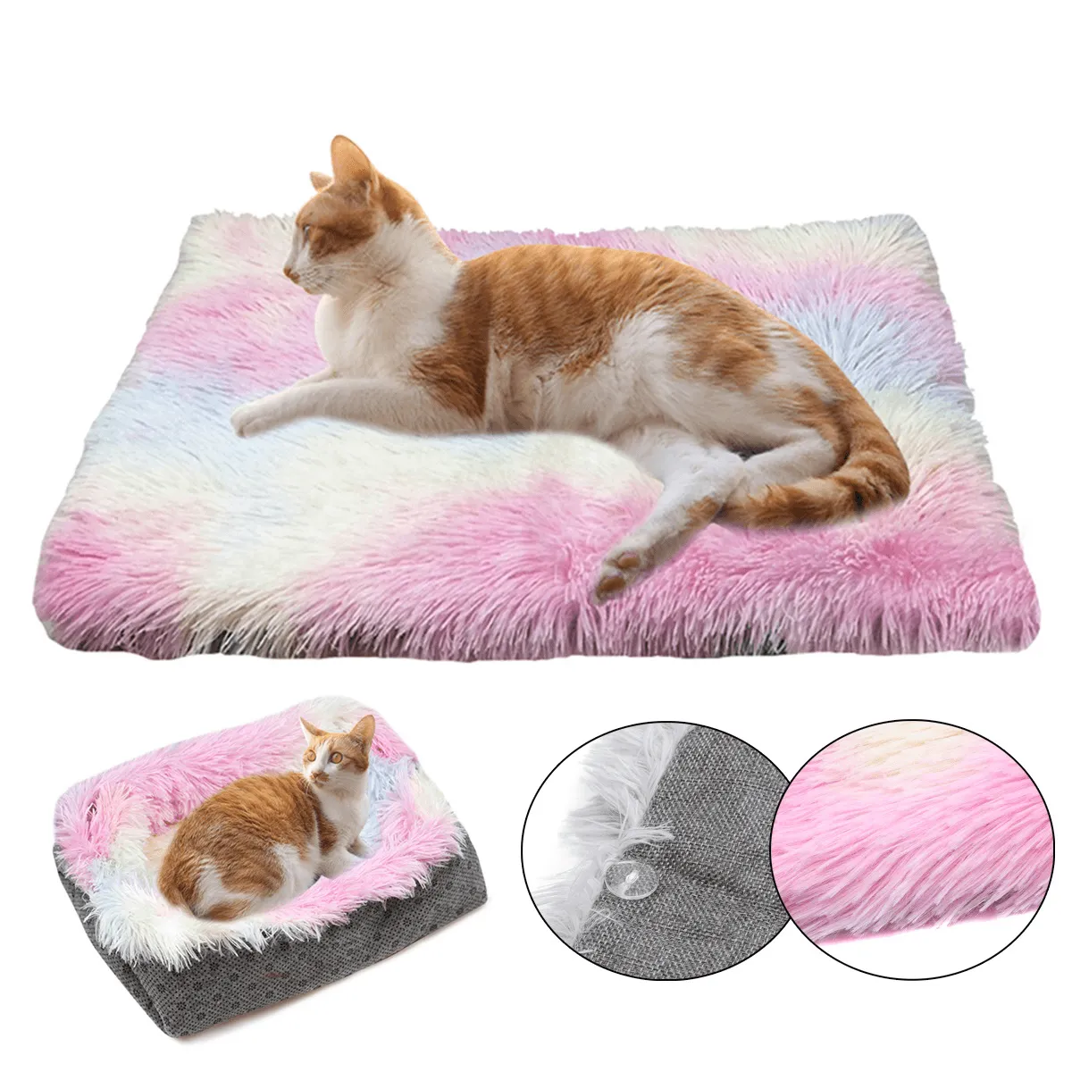 Dog Cat Long Plush Puppy Cushion Mat Soft Pet Bed Winter Warm Sleeping Bed for Dogs Kennel Portable Cat Supplies