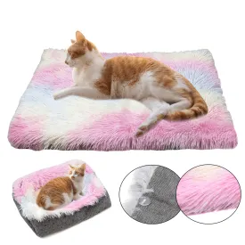 Dog Cat Long Plush Puppy Cushion Mat Soft Pet Bed Winter Warm Sleeping Bed for Dogs Kennel Portable Cat Supplies