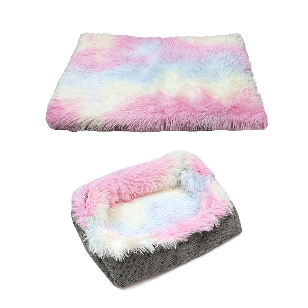 Dog Cat Long Plush Puppy Cushion Mat Soft Pet Bed Winter Warm Sleeping Bed for Dogs Kennel Portable Cat Supplies