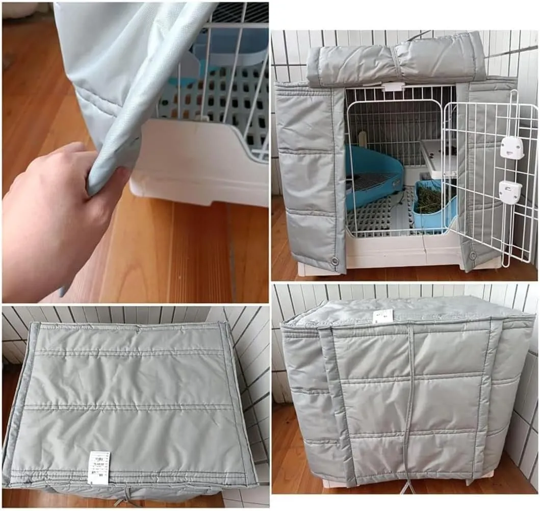 Dog Crate Insulation Cover, Waterproof Pet Kennel Protector, Animal Cage Windproof Warm Oxford Cloth Blanket, Roll-up Side Windows and Front Door, for Keep Pet Warm