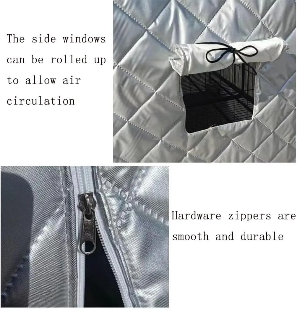 Dog Crate Insulation Cover, Waterproof Pet Kennel Protector, Animal Cage Windproof Warm Oxford Cloth Blanket, Roll-up Side Windows and Front Door, for Keep Pet Warm