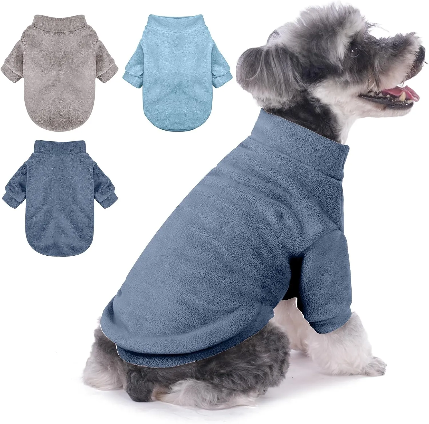 Dog Sweater, 3 Pack Dog Sweaters for Small Dogs Girl Boy, Ultra Soft Warm Puppy Clothes Dog Coat for Winter (Gray Azure Navy, Medium)