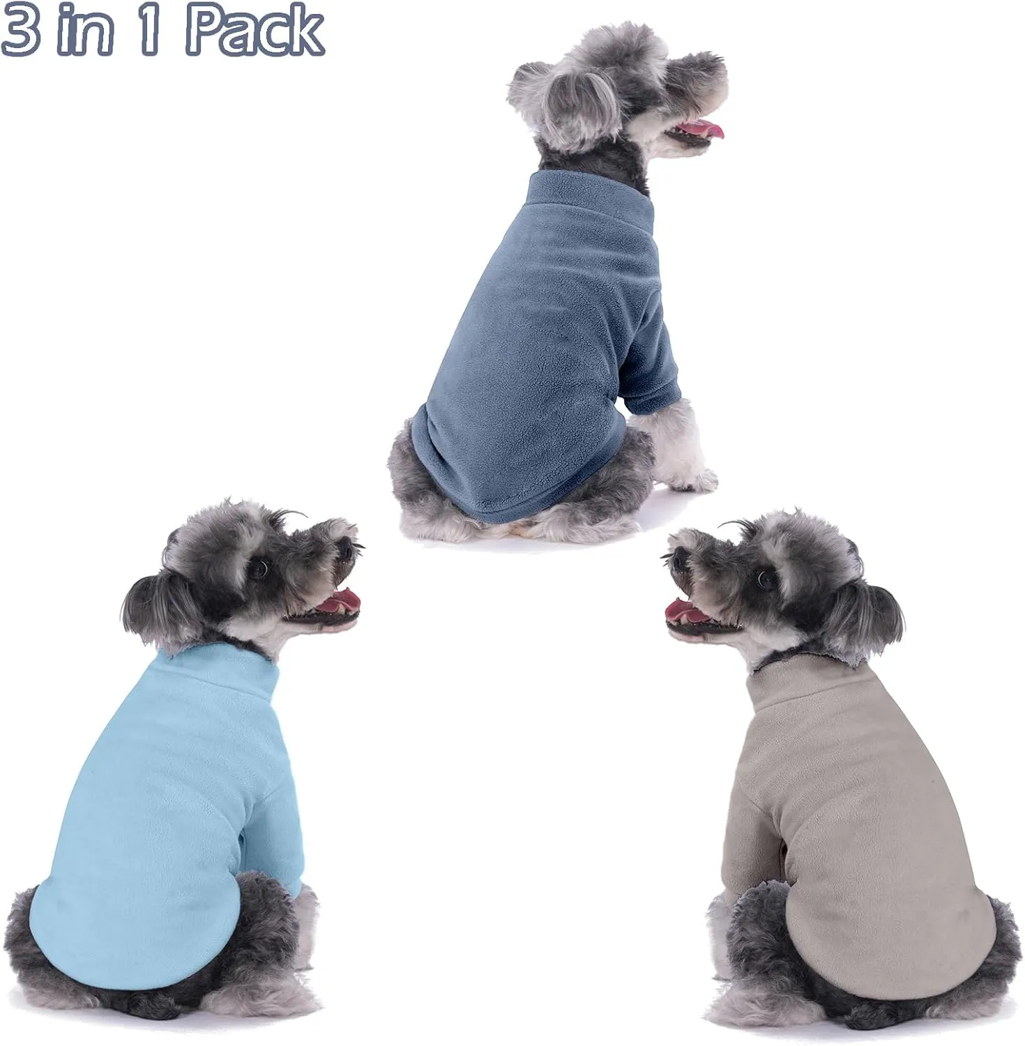 Dog Sweater, 3 Pack Dog Sweaters for Small Dogs Girl Boy, Ultra Soft Warm Puppy Clothes Dog Coat for Winter (Gray Azure Navy, Medium)