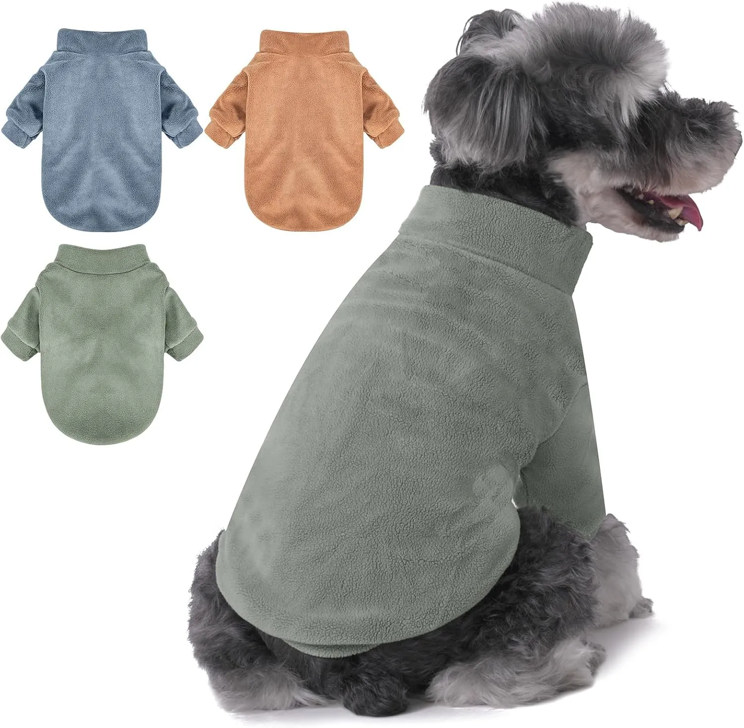 Dog Sweater, 3 Pack Dog Sweaters for Small Dogs Girl Boy, Ultra Soft Warm Puppy Clothes Dog Coat for Winter (Lt Blue Olive Brown, Medium)