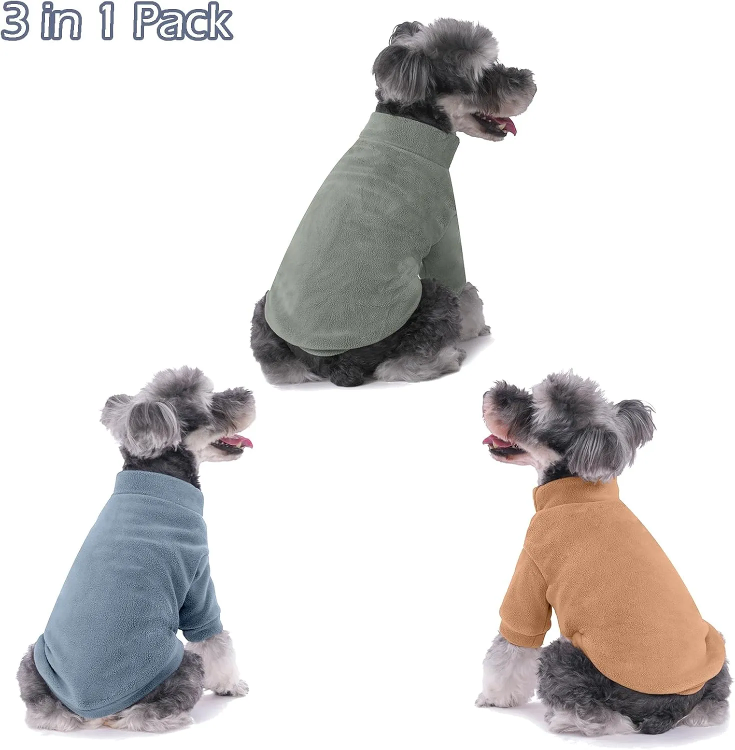 Dog Sweater, 3 Pack Dog Sweaters for Small Dogs Girl Boy, Ultra Soft Warm Puppy Clothes Dog Coat for Winter (Lt Blue Olive Brown, Medium)