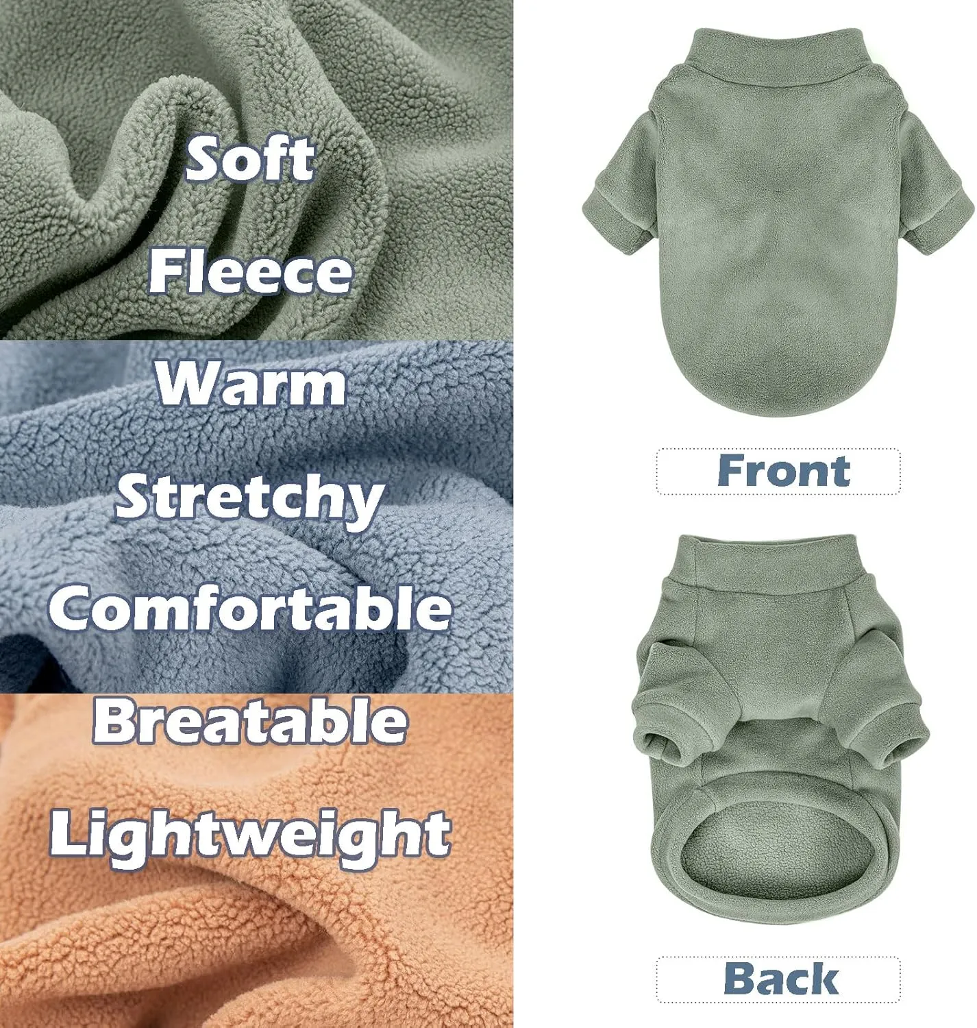 Dog Sweater, 3 Pack Dog Sweaters for Small Dogs Girl Boy, Ultra Soft Warm Puppy Clothes Dog Coat for Winter (Lt Blue Olive Brown, Medium)