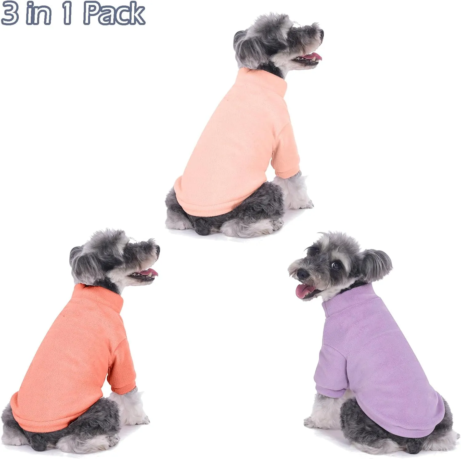 Dog Sweater, 3 Pack Dog Sweaters for Small Dogs Girl Boy, Ultra Soft Warm Puppy Clothes Dog Coat for Winter (Rose Lt Pink Lt Purple, Medium)