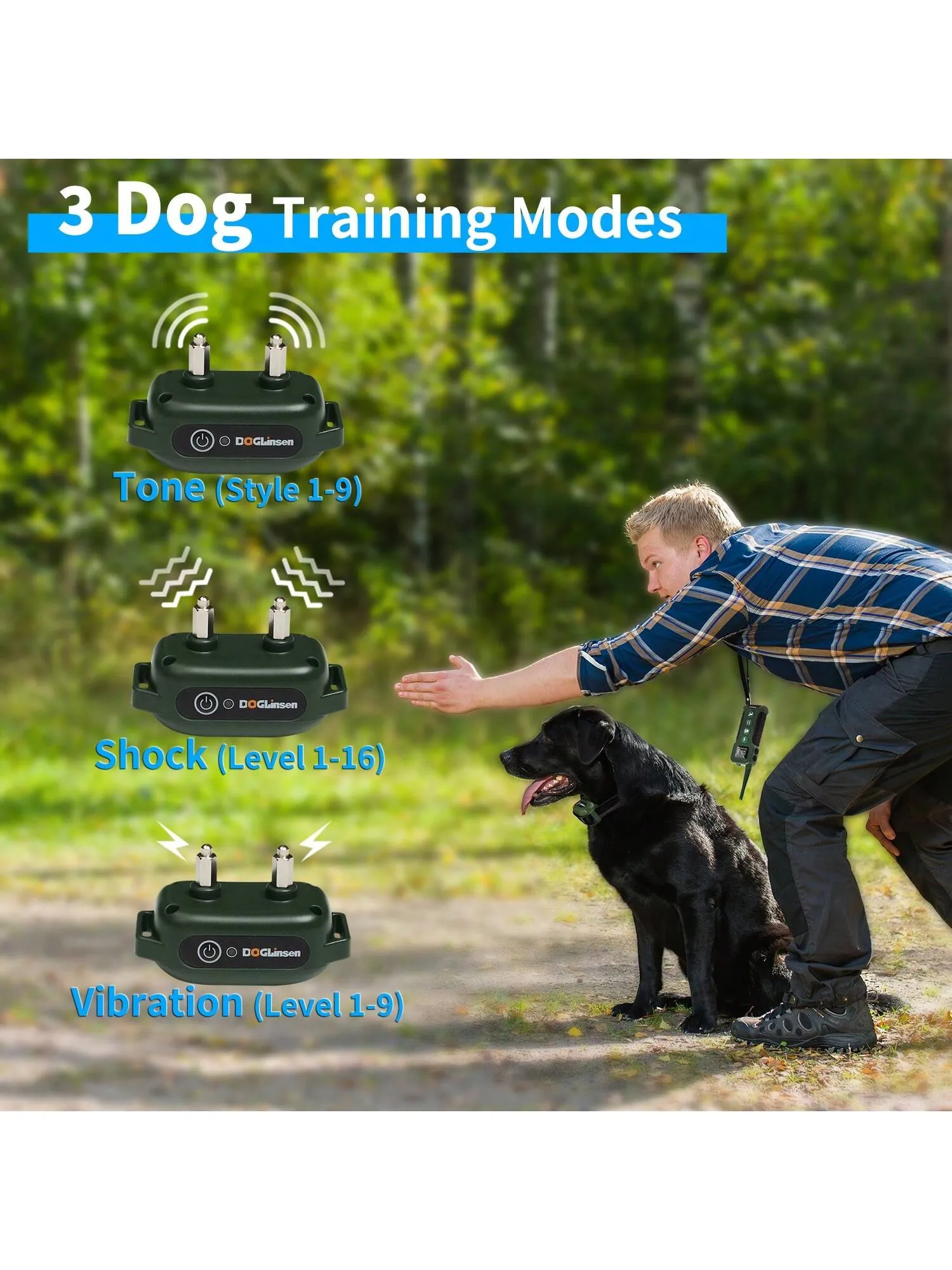 Dog Training Collar With Remote-Waterproof Shock Collar For Large Medium Dog, Upgraded 3300Ft E Collar For Dogs Training With 3 Training Modes, 9 Style Tones Vibration And Electric Shock