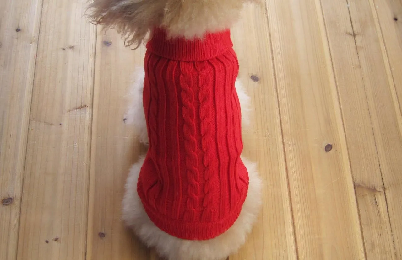 FAMI Dog Clothes Dogs Sweater Soft Puppies Clothing Winter Puppy Sweaters Warm Outfit for Dogs Small XS S Cat Apparel(Red,Medium)