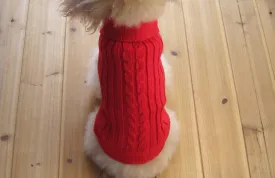 FAMI Dog Clothes Dogs Sweater Soft Puppies Clothing Winter Puppy Sweaters Warm Outfit for Dogs Small XS S Cat Apparel(Red,Medium)