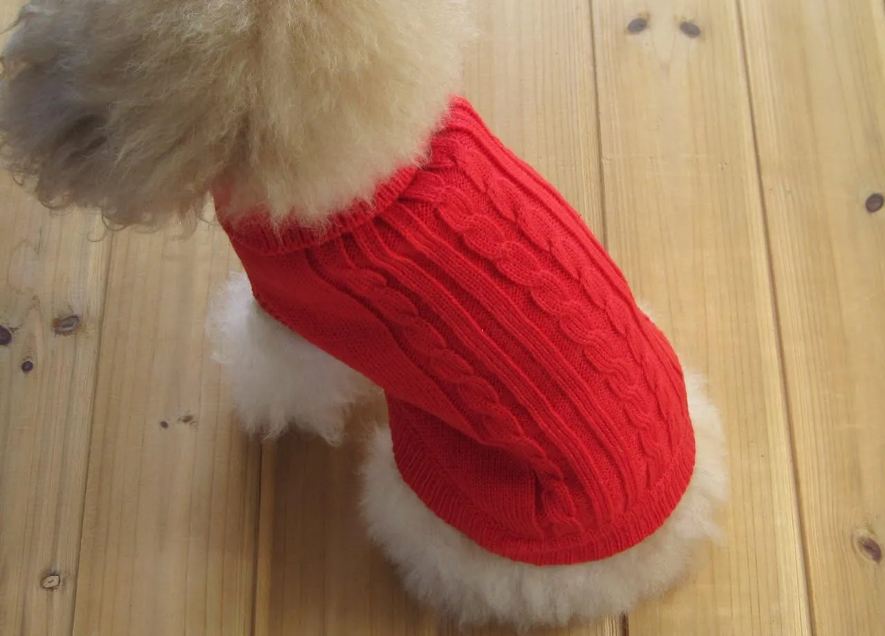 FAMI Dog Clothes Dogs Sweater Soft Puppies Clothing Winter Puppy Sweaters Warm Outfit for Dogs Small XS S Cat Apparel(Red,Medium)
