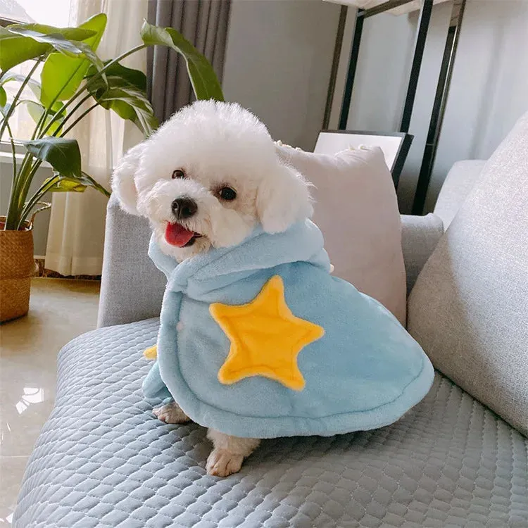 Fleece Dog Hooded Towel Pajamas | Soft & Cute Nightgown Blanket for Small Dogs & Cats | Travel Sleeping Mats for Pugs & Pets