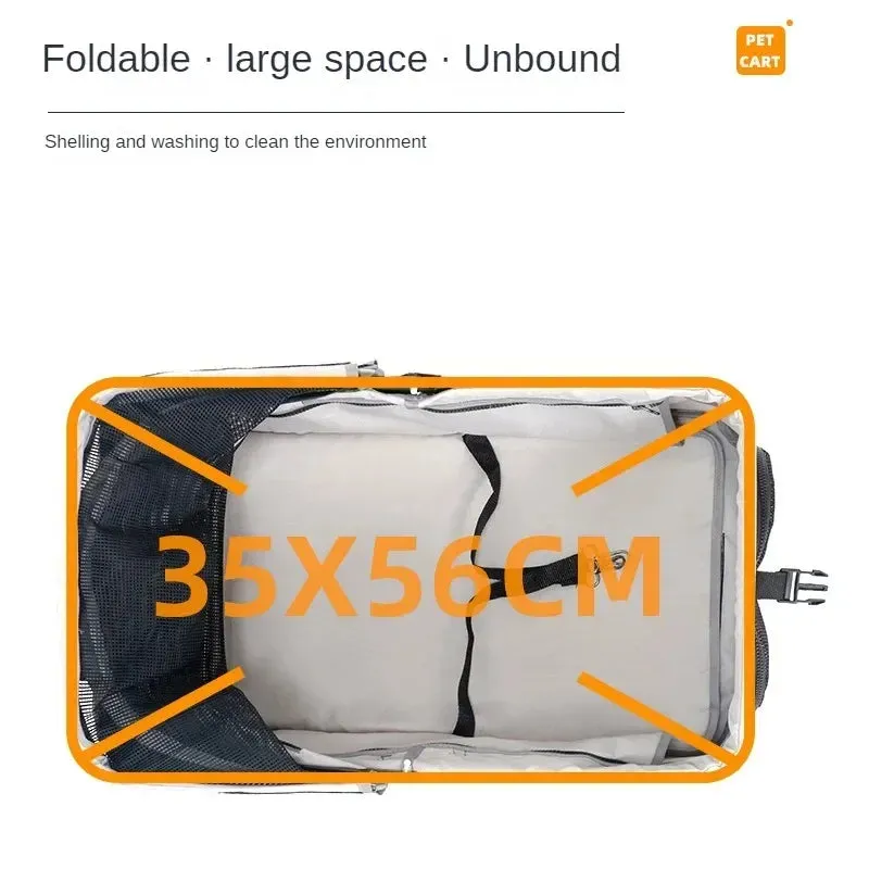 Foldable 4-Wheel Pet Stroller with Storage