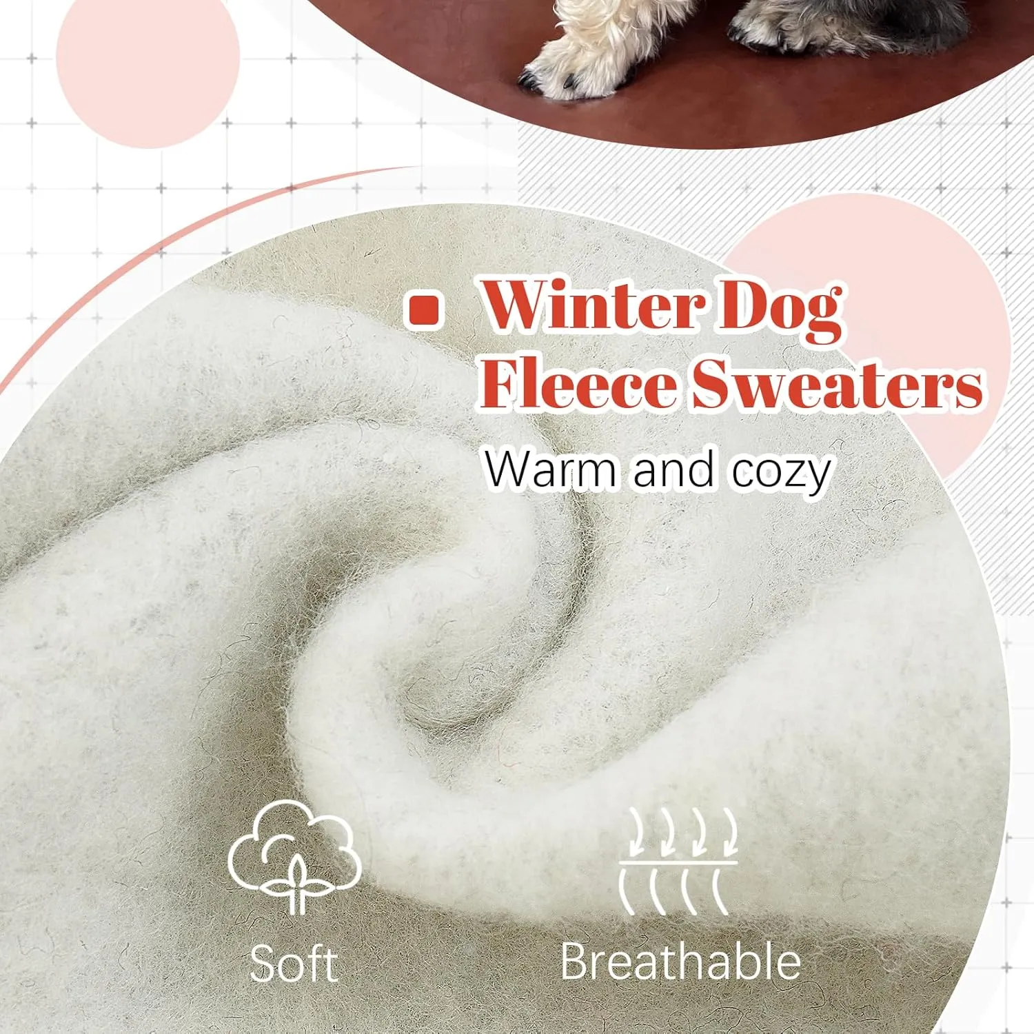 FUAMEY Winter Dog Fleece Sweater, Pet Warm Sweatshirt With Pocket, Christmas Outfit Puppy Vest With Leash Hole for Small Medium Large Dogs, Red L